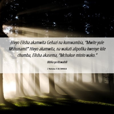 Picture 06 - 2 Wafalme 4:36 SWHULB - Hivyo Elisha akamwita Gehazi na kumwambia, - Bible Verse Picture