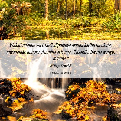 Picture 06 - 2 Wafalme 6:26 SWHULB - Wakati mfalme wa Israeli alipokuwa akipita karibu - Bible Verse Picture