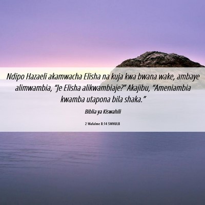 Picture 06 - 2 Wafalme 8:14 SWHULB - Ndipo Hazaeli akamwacha Elisha na kuja kwa bwana - Bible Verse Picture