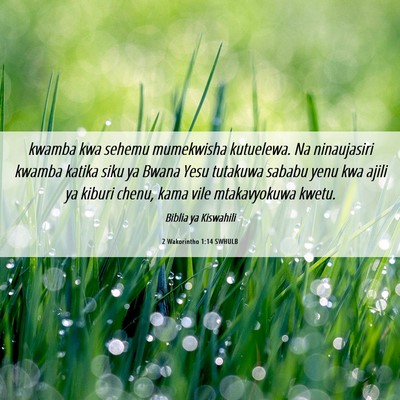 Picture 06 - 2 Wakorintho 1:14 SWHULB - kwamba kwa sehemu mumekwisha kutuelewa. Na - Bible Verse Picture