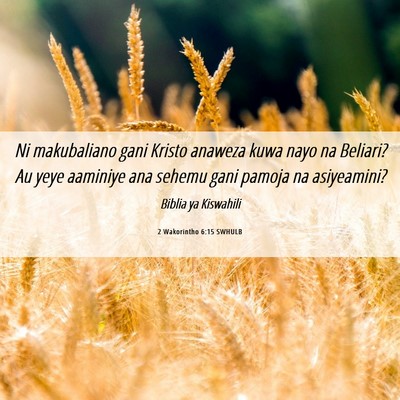 Picture 06 - 2 Wakorintho 6:15 SWHULB - Ni makubaliano gani Kristo anaweza kuwa nayo na - Bible Verse Picture