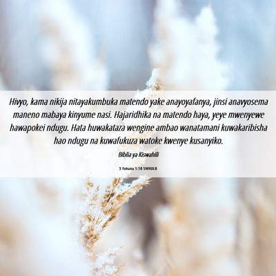Picture 06 - 3 Yohana 1:10 SWHULB - Hivyo, kama nikija nitayakumbuka matendo yake - Bible Verse Picture