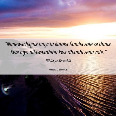 Picture 06 - Amosi 3:2 SWHULB - “Nimewachagua ninyi tu kutoka familia zote za - Bible Verse Picture