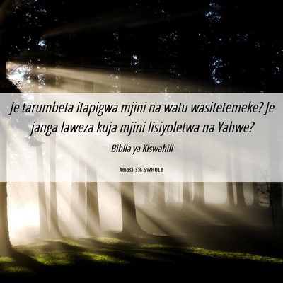 Picture 06 - Amosi 3:6 SWHULB - Je tarumbeta itapigwa mjini na watu wasitetemeke? - Bible Verse Picture