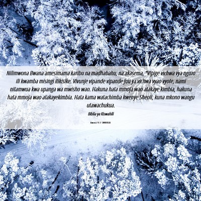 Picture 06 - Amosi 9:1 SWHULB - Nilimwona Bwana amesimama karibu na madhabahu, na - Bible Verse Picture