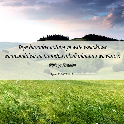 Picture 06 - Ayubu 12:20 SWHULB - Yeye huondoa hotuba ya wale waliokuwa wameaminiwa - Bible Verse Picture
