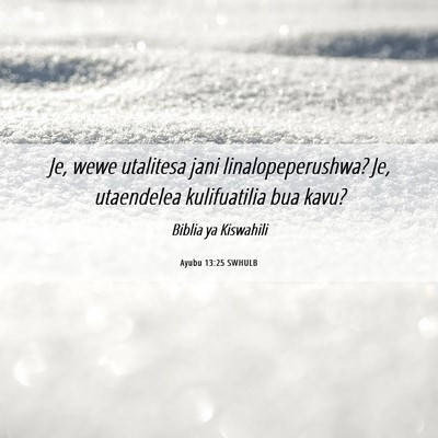 Picture 06 - Ayubu 13:25 SWHULB - Je, wewe utalitesa jani linalopeperushwa? Je, - Bible Verse Picture