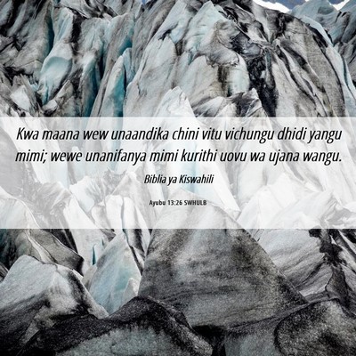 Picture 06 - Ayubu 13:26 SWHULB - Kwa maana wew unaandika chini vitu vichungu dhidi - Bible Verse Picture