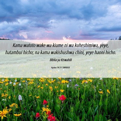 Picture 06 - Ayubu 14:21 SWHULB - Kama watoto wake wa kiume ni wa kuheshimiwa, - Bible Verse Picture