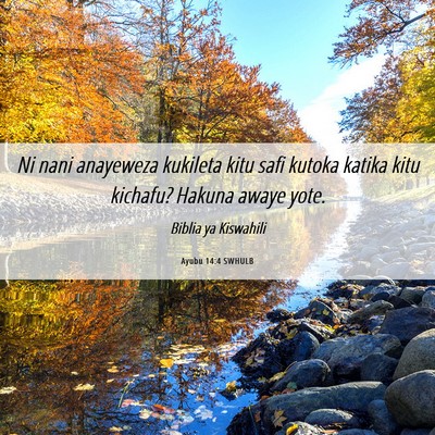 Picture 06 - Ayubu 14:4 SWHULB - Ni nani anayeweza kukileta kitu safi kutoka - Bible Verse Picture