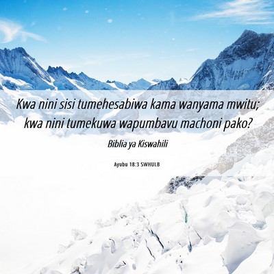Picture 06 - Ayubu 18:3 SWHULB - Kwa nini sisi tumehesabiwa kama wanyama mwitu; - Bible Verse Picture