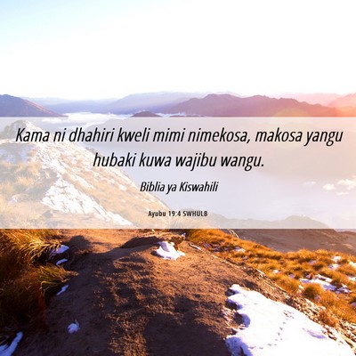 Picture 06 - Ayubu 19:4 SWHULB - Kama ni dhahiri kweli mimi nimekosa, makosa yangu - Bible Verse Picture
