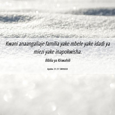Picture 06 - Ayubu 21:21 SWHULB - Kwani anaangaliaje familia yake mbele yake idadi - Bible Verse Picture