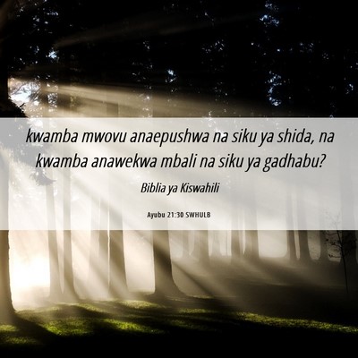 Picture 06 - Ayubu 21:30 SWHULB - kwamba mwovu anaepushwa na siku ya shida, na - Bible Verse Picture