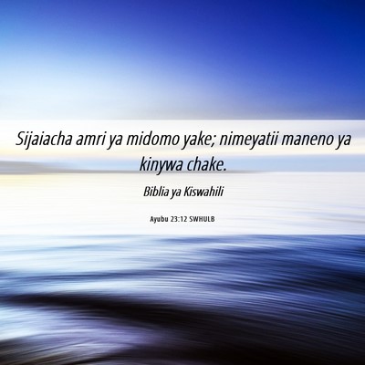 Picture 06 - Ayubu 23:12 SWHULB - Sijaiacha amri ya midomo yake; nimeyatii maneno - Bible Verse Picture