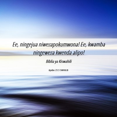 Picture 06 - Ayubu 23:3 SWHULB - Ee, ningejua niwezapokumwona! Ee, kwamba - Bible Verse Picture