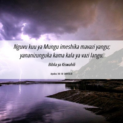 Picture 06 - Ayubu 30:18 SWHULB - Nguvu kuu ya Mungu imeshika mavazi yangu; - Bible Verse Picture