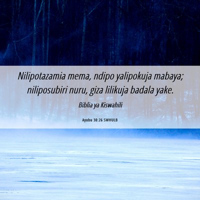 Picture 06 - Ayubu 30:26 SWHULB - Nilipotazamia mema, ndipo yalipokuja mabaya; - Bible Verse Picture