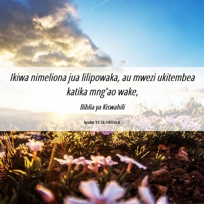 Picture 06 - Ayubu 31:26 SWHULB - Ikiwa nimeliona jua lilipowaka, au mwezi - Bible Verse Picture