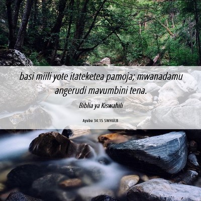 Picture 06 - Ayubu 34:15 SWHULB - basi miili yote itateketea pamoja; mwanadamu - Bible Verse Picture