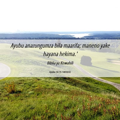 Picture 06 - Ayubu 34:35 SWHULB - Ayubu anazungumza bila maarifa; maneno yake - Bible Verse Picture