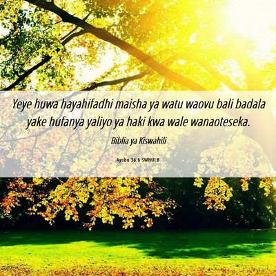 Picture 06 - Ayubu 36:6 SWHULB - Yeye huwa hayahifadhi maisha ya watu waovu bali - Bible Verse Picture