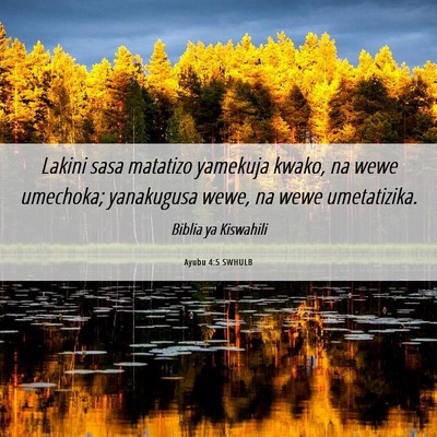 Picture 06 - Ayubu 4:5 SWHULB - Lakini sasa matatizo yamekuja kwako, na wewe - Bible Verse Picture
