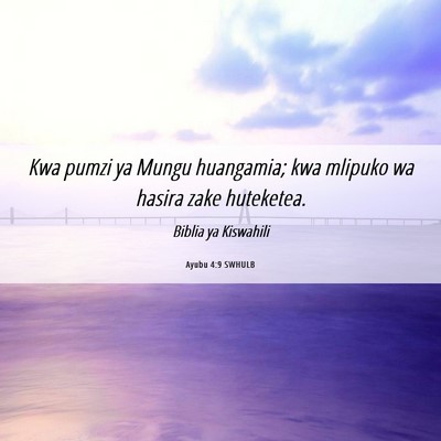 Picture 06 - Ayubu 4:9 SWHULB - Kwa pumzi ya Mungu huangamia; kwa mlipuko wa - Bible Verse Picture