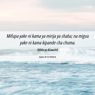 Picture 06 - Ayubu 40:18 SWHULB - Mifupa yake ni kama ya mirija ya shaba; na miguu - Bible Verse Picture