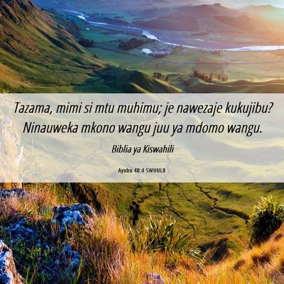Picture 06 - Ayubu 40:4 SWHULB - Tazama, mimi si mtu muhimu; je nawezaje kukujibu? - Bible Verse Picture