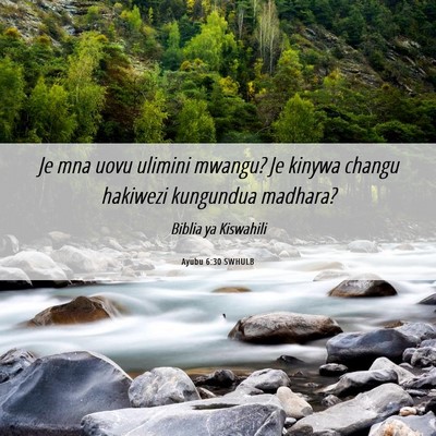 Picture 06 - Ayubu 6:30 SWHULB - Je mna uovu ulimini mwangu? Je kinywa changu - Bible Verse Picture