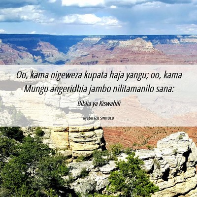 Picture 06 - Ayubu 6:8 SWHULB - Oo, kama nigeweza kupata haja yangu; oo, kama - Bible Verse Picture