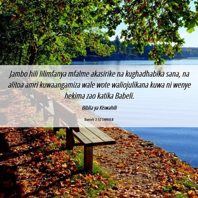 Picture 06 - Danieli 2:12 SWHULB - Jambo hili lilimfanya mfalme akasirike na - Bible Verse Picture