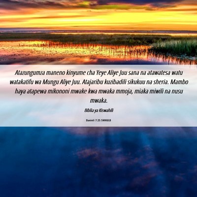 Picture 06 - Danieli 7:25 SWHULB - Atazungumza maneno kinyume cha Yeye Aliye Juu - Bible Verse Picture