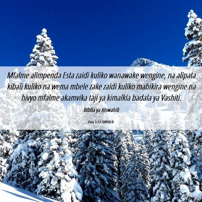 Picture 06 - Esta 2:17 SWHULB - Mfalme alimpenda Esta zaidi kuliko wanawake - Bible Verse Picture
