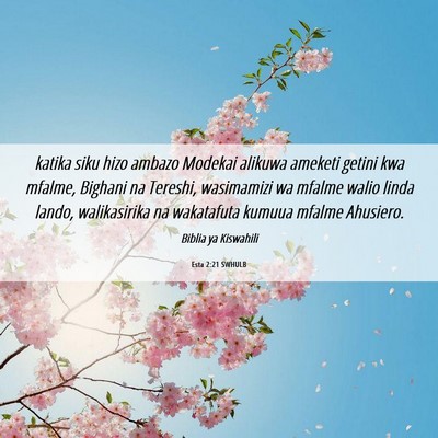 Picture 06 - Esta 2:21 SWHULB - katika siku hizo ambazo Modekai alikuwa ameketi - Bible Verse Picture