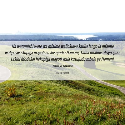 Picture 06 - Esta 3:2 SWHULB - Na watumishi wote wa mfalme waliokuwa katika - Bible Verse Picture
