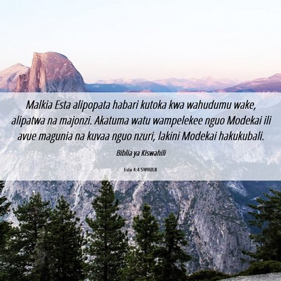 Picture 06 - Esta 4:4 SWHULB - Malkia Esta alipopata habari kutoka kwa wahudumu - Bible Verse Picture