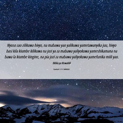 Picture 06 - Ezekieli 1:11 SWHULB - Nyuso zao zilikuwa hivyo, na mabawa yao yalikuwa - Bible Verse Picture
