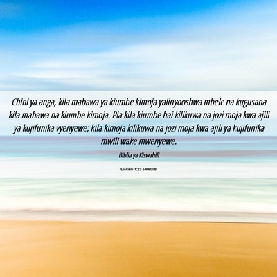 Picture 06 - Ezekieli 1:23 SWHULB - Chini ya anga, kila mabawa ya kiumbe kimoja - Bible Verse Picture