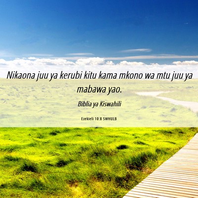 Picture 06 - Ezekieli 10:8 SWHULB - Nikaona juu ya kerubi kitu kama mkono wa mtu juu - Bible Verse Picture