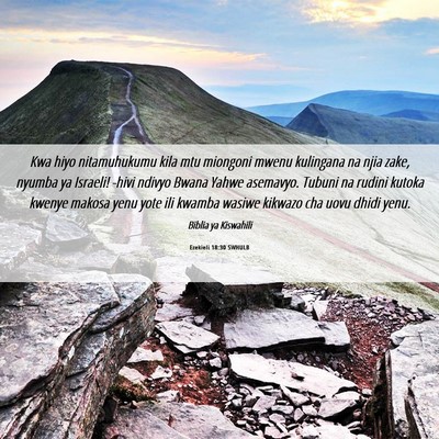 Picture 06 - Ezekieli 18:30 SWHULB - Kwa hiyo nitamuhukumu kila mtu miongoni mwenu - Bible Verse Picture