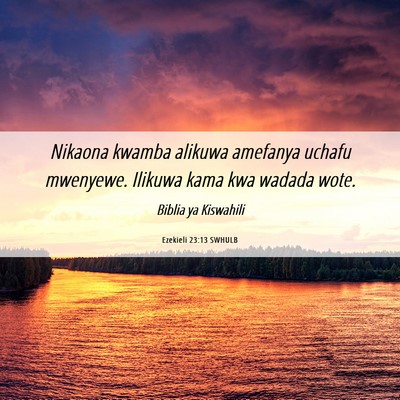 Picture 06 - Ezekieli 23:13 SWHULB - Nikaona kwamba alikuwa amefanya uchafu mwenyewe. - Bible Verse Picture