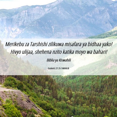 Picture 06 - Ezekieli 27:25 SWHULB - Merikebu za Tarshishi zilikuwa misafara ya bidhaa - Bible Verse Picture