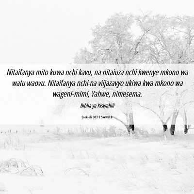 Picture 06 - Ezekieli 30:12 SWHULB - Nitaifanya mito kuwa nchi kavu, na nitaiuza nchi - Bible Verse Picture