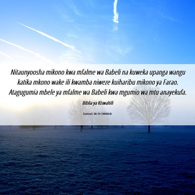 Picture 06 - Ezekieli 30:24 SWHULB - Nitaunyoosha mikono kwa mfalme wa Babeli na - Bible Verse Picture