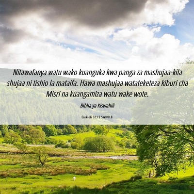 Picture 06 - Ezekieli 32:12 SWHULB - Nitawafanya watu wako kuanguka kwa panga za - Bible Verse Picture