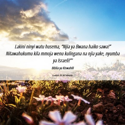 Picture 06 - Ezekieli 33:20 SWHULB - Lakini ninyi watu husema, “Njia ya Bwana haiko - Bible Verse Picture