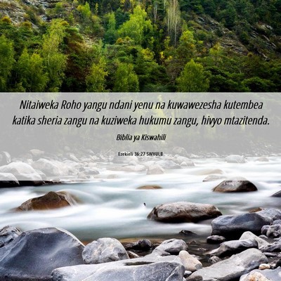 Picture 06 - Ezekieli 36:27 SWHULB - Nitaiweka Roho yangu ndani yenu na kuwawezesha - Bible Verse Picture
