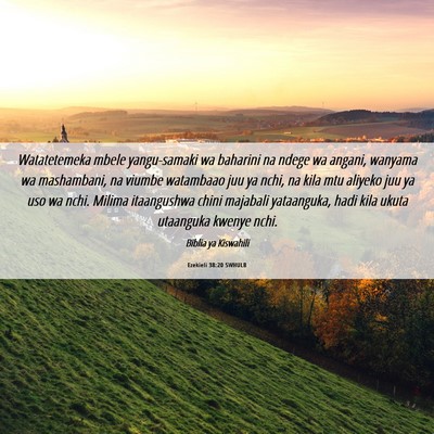 Picture 06 - Ezekieli 38:20 SWHULB - Watatetemeka mbele yangu-samaki wa baharini na - Bible Verse Picture